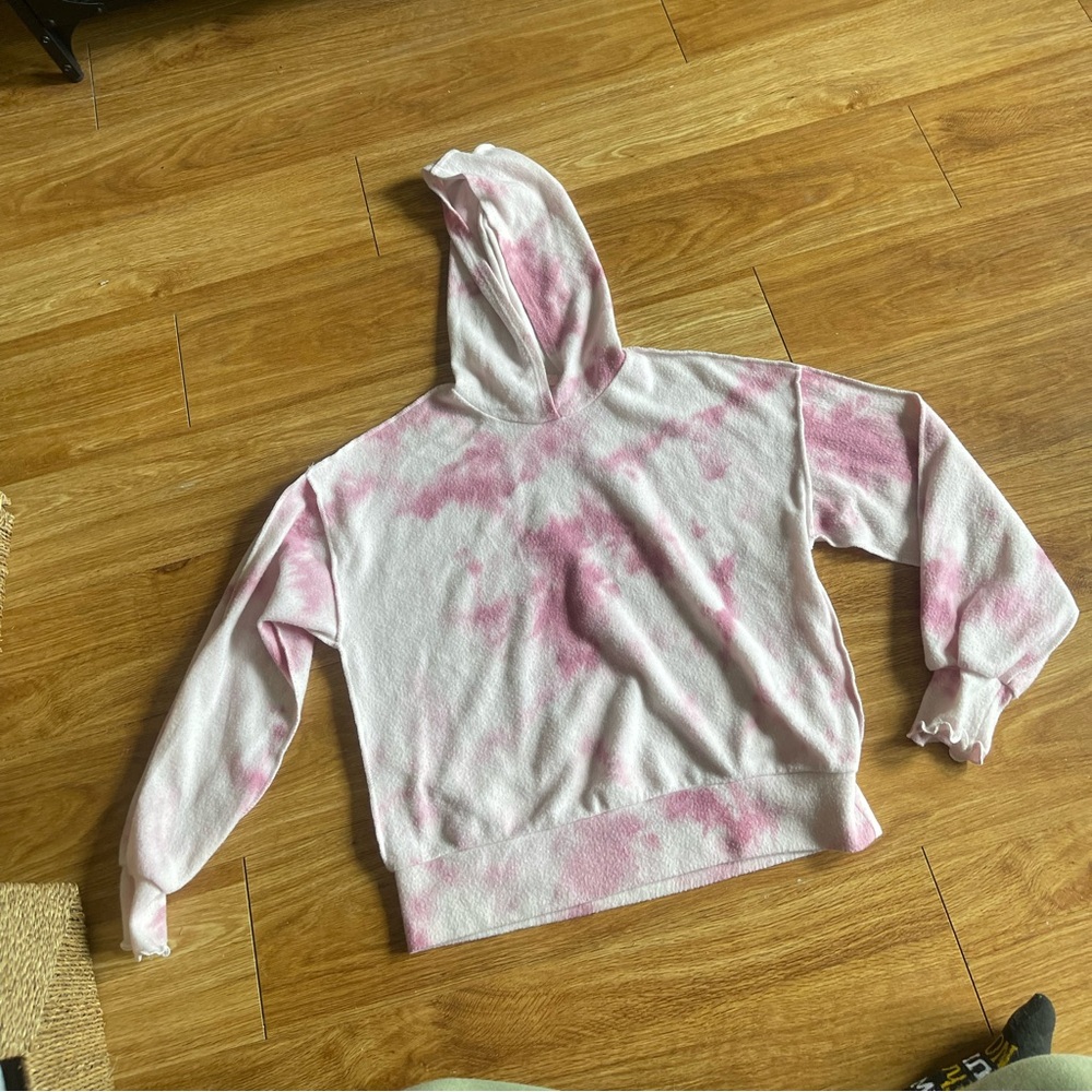 Blue blush Los Angeles pink tie dye fleece sweatshirt
